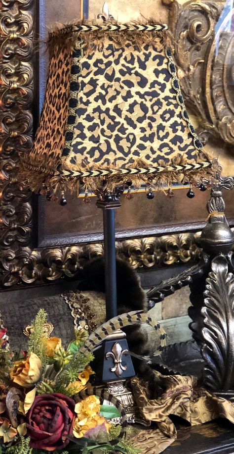 Bathroom Vanity Area, Old World Decorating, Animal Print Furniture, Thrift Manifest, Leopard Print Decor, Animal Print Decor, Girl Cave, Buffet Lamp, Vanity Area