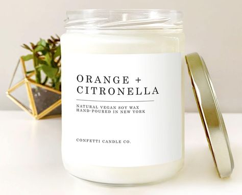 Orange Citronella Vegan Candle Soy Natural Soy Wax Candle Small Business Gift Ideas, Paraffin Wax Candles, Candle Cookies, Candle Smells, Vanilla Candle, Vegan Candles, Hand Poured Soy Candles, Vanilla Latte, Natural Soy Wax Candles