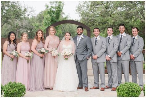 Mauve And Gray Wedding, Grey Tux Wedding, Color Palette Mauve, Dance For Wedding, Grey Tuxedo Wedding, Party Color Palette, Gray Wedding Party, Mauve Bridesmaid, Wedding Groomsmen Attire