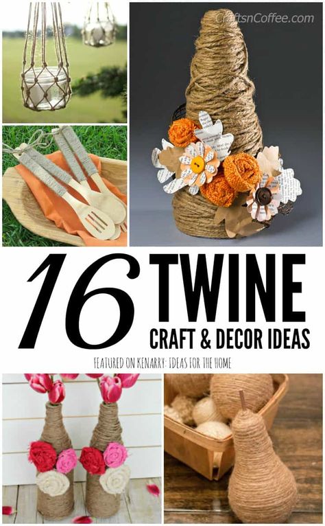 Use twine to create beautiful farmhouse style decorations for your home. These jute craft ideas are fun DIY projects to make in your spare time. Crafts Using Jute Twine, Baling Twine Crafts, Bailing Twine Projects, Craft With Jute Rope, Jute Rope Crafts, Crocheting With Jute Twine, Twine Vase, Jute Craft Ideas, Diy Rope Design