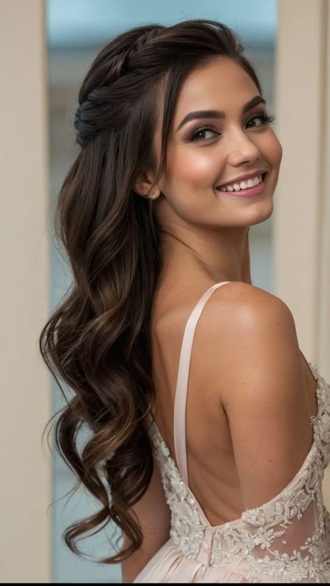 Bride Hairstyles For Long Hair, Bridesmaid Hair Inspo, Wedding Hair Half, Chique Outfits, Braut Make-up, Bridesmaid Style, Half Up Half Down Hair, Wedding Hairstyles For Long Hair, Bridal Hair And Makeup