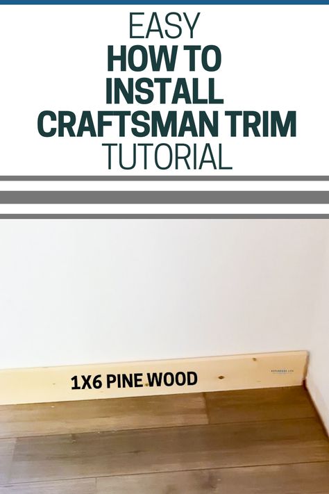 How to upgrade your builder grade trim to craftsman trim. An easy and inexpensive way to update any room. Diy House Trim Interior, Redo Baseboards Wood Trim, Easy Cheap Trim Ideas, New House Trim Ideas, Update Trim On A Budget, How To Do Trim Work, Craftsman Trim Interior Baseboard, Updating Old Trim, Upgrade Baseboard Trim