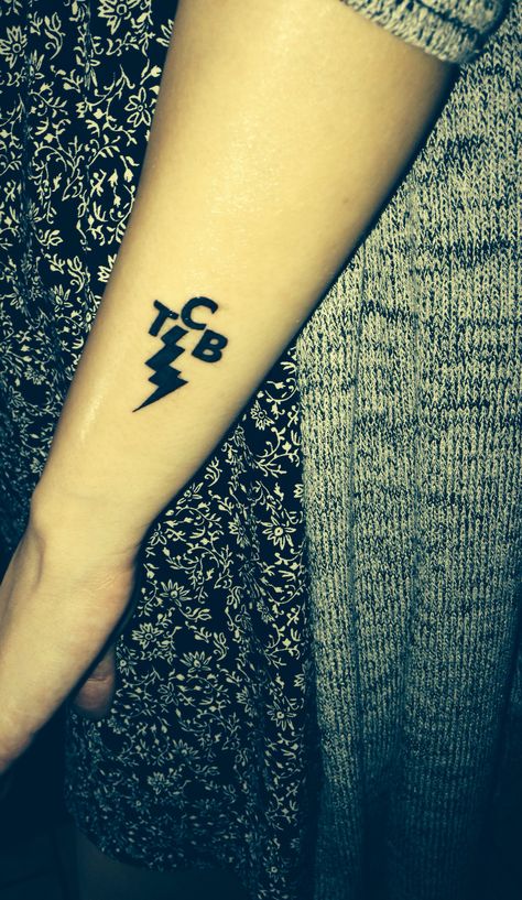 tcb • by aly kiddo Elvis Tcb Tattoo, Tcb Tattoo Elvis, Tcb Tattoo, Elvis Tattoo, Lightning Bolt Tattoo, Bolt Tattoo, Mom Tattoos, My Tattoos, Fine Line Tattoos