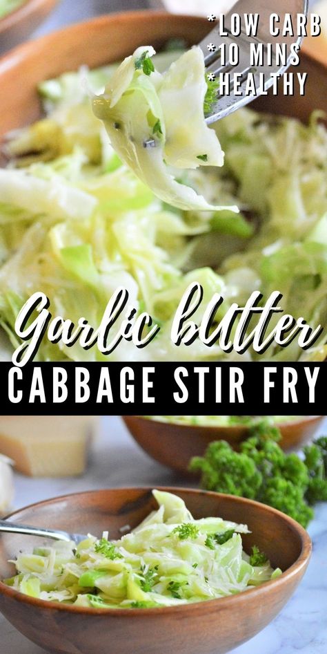 Garlic Butter Cabbage Stir Fry #garlicbuttercabbagestirfry #cabbagestirfry Thai Cabbage Stir Fry, Raw Cabbage Recipe, Butter Cabbage, Stir Fried Cabbage Recipes, Cabbage Roasted, Cabbage Meals, Garlic Cabbage, Cabbage Fried, Easy Cabbage Recipes