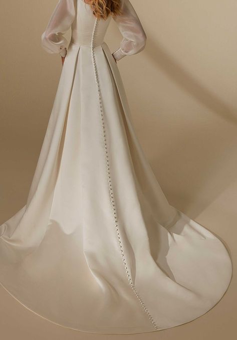 Lucy Wedding Dress | Morilee Night Gown Dress, Handfasting Wedding, Modest Neckline, Classic Wedding Dress, Satin Skirt, Dresses Ideas, Bridal Wedding Dresses, Wedding Dress Styles, Classic Wedding