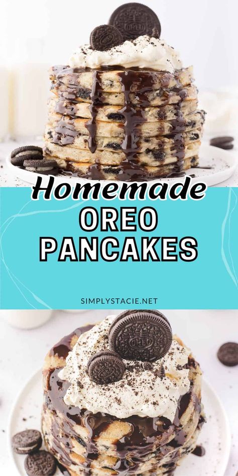 Oreo Pancakes Recipe, Decadent Breakfast, Oreo Pancakes, Kids Breakfast, Oreo Recipes, Simple Family Meals, Breakfast Sweets, Pancake Recipes, Oreo Cake