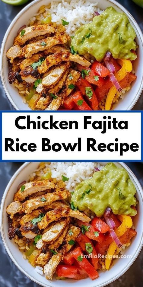 Searching for dinner recipes for family? Our Chicken Fajita Rice Bowl recipe is a flavorful option for dinner ideas. It combines the best chicken rice recipes with chicken fajita casserole flavors—perfect for a hearty meal. Chicken Fajita Rice Bowl Recipe, Chicken Fajita Rice Bowl, Chicken Rice Dishes, Fajita Rice Bowl, Chicken Fajita Rice, Fajita Bowl Recipe, Fajita Rice, Fajita Casserole, Rice Bowl Recipe