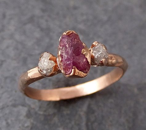 Raw stone engagement rings