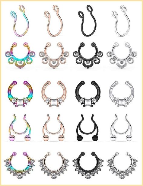 SCERRING Fake Septum Nose Hoop Rings Stainless Steel Faux Lip Ear Nose Septum Septum Lip Piercing, Two Nose Piercings, Nose Septum Ring, Fake Septum Piercing, Nose Ring Sizes, Dermal Piercing Jewelry, Ear Piercing Earrings, Faux Septum Ring, Piercing Clip