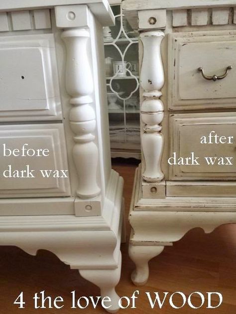 4 the love of wood: USING DARK WAX ON WHITE PAINT - video Annie Sloan Painted Furniture, Chalk Ideas, Painting Wood Furniture, Painted Furniture Colors, Chalk Paint Ideas, Chalk Paint Projects, Apartment Decoration, Refinished Furniture, Chalk Painting