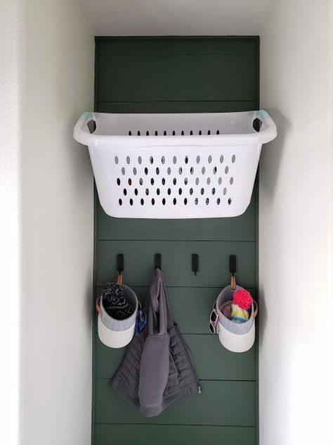 Hang Laundry Basket on Hooks | Mudroom | Laundry Room Baskets | Laundry Baskets | Laundry Room Storage | Laundry Room Ideas | willow creek drive Laundry Basket Hooks On Wall, Wall Mount Laundry Basket, Hang Laundry Baskets, Hang Laundry Basket On Wall, Hanging Laundry Baskets On Wall Diy, Wall Mounted Laundry Basket, How To Hang Laundry Baskets On Wall, Laundry Basket Wall Mount, Wall Hanging Laundry Baskets