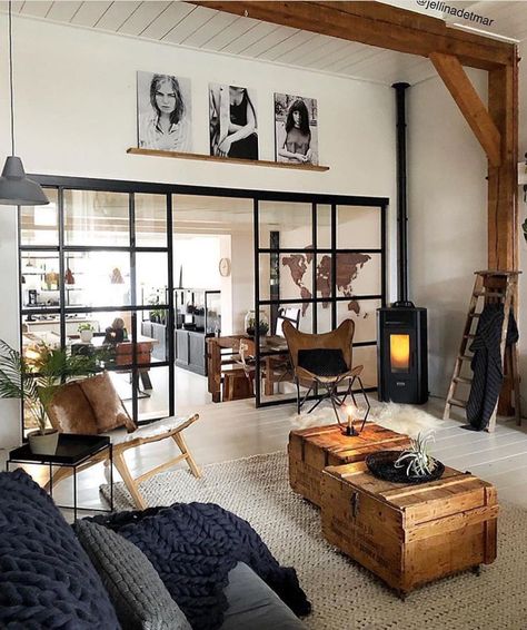 Industrial Style Living Room, Industrial Home Design, Industrial Interior Design, Industrial Home, Industrial Farmhouse, Industrial House, Design Case, Design Living, Interior Design Styles