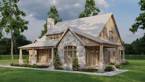 This Rustic Cottage... - Nelson Design Group - House Plans Cottage Core Floor Plans, 4 Bedroom Cottage House Plans, Barndominium Cottage, Barn Plan, Cottage House Plan, Rustic House Plans, Cottage Style House Plans, Country Style House Plans, Craftsman House Plan