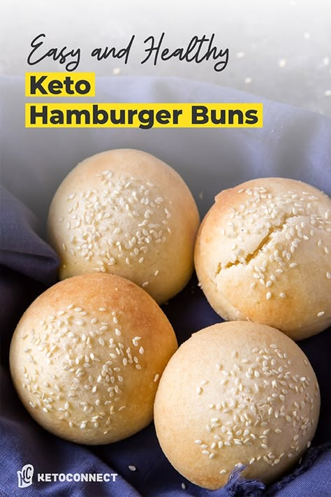 SOFT Keto Hamburger Buns that DON'T Fall Apart - KetoConnect Keto Burger Buns Recipe, Keto Hamburger Buns Easy, Easy Keto Buns, Keto Buns For Burgers, Keto Burger Bun, Keto Buns Recipe, Keto Hamburger Recipes, Keto Burger Recipes, Keto Hamburger Buns