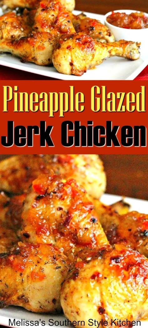 Spicy Pineapple, Jerk Chicken Recipe, Pineapple Glaze, Carribean Food, Jamaican Cuisine, Jamaican Dishes, Jamaican Food, Dish Ideas, Caribbean Food