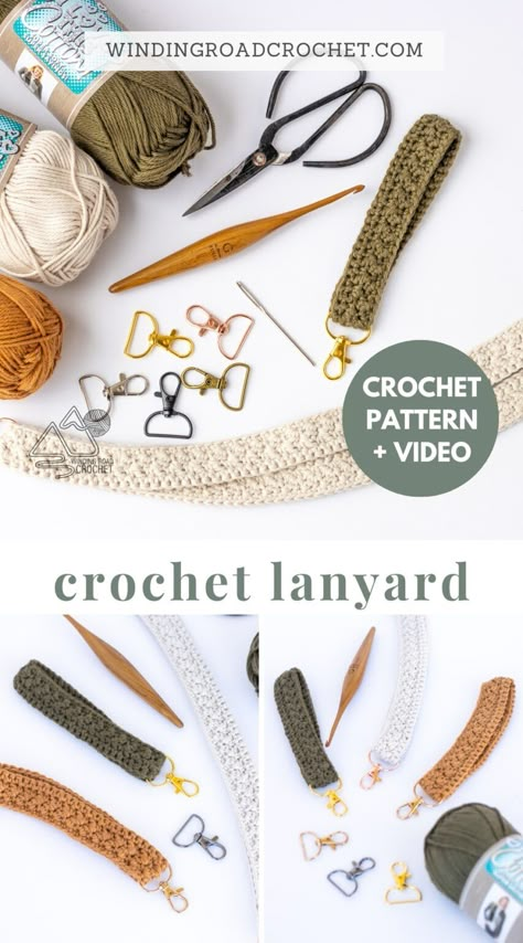 Elevate Your Accessories: Quick Crochet Lanyard Pattern + Video Walkthrough - Winding Road Crochet Crochet Lanyard Pattern, Lanyard Crochet, Crochet Lanyard, Crochet To Sell, Winding Road Crochet, Quick Crochet Gifts, Crochet Project Free, Crochet 101, Ravelry Crochet