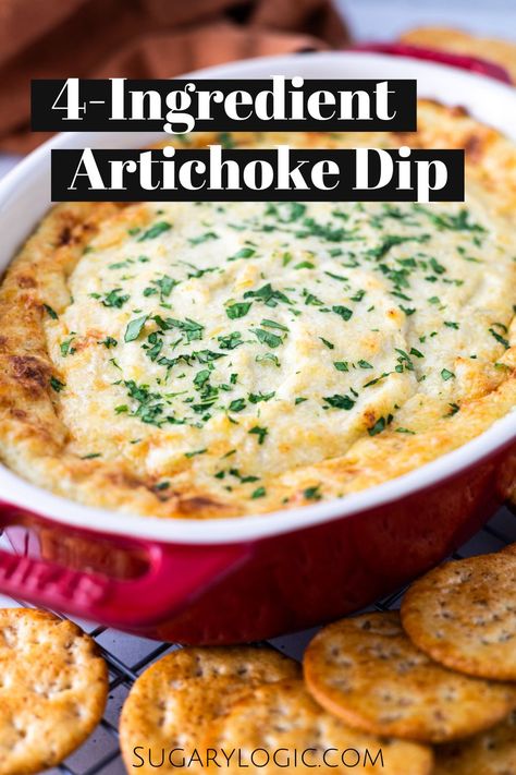 Say goodbye to complicated appetizers and hello to this 4-Ingredient Artichoke Dip. The secret to this easy appetizer recipe lies in jarred marinated artichokes. The dip is ready in minutes and perfect for gatherings or a cozy night in. Simple Artichoke Dip, Hot Artichoke Dip Recipe, Artichoke Dip Recipe Easy, Baked Artichoke Dip, Artichoke Appetizer, Artichoke Dip Easy, Best Spinach Artichoke Dip, Hot Artichoke Dip, Fancy Appetizer Recipes