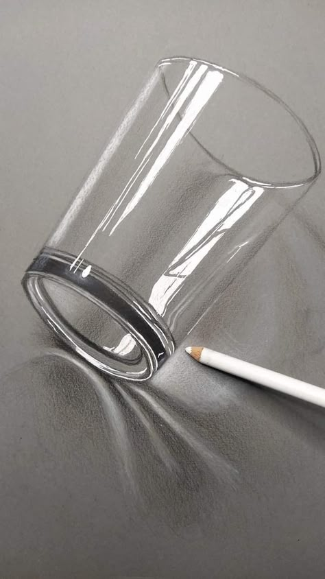 Charcoal Pencils Drawings, Glass Reflection Drawing, Glass Pencil Sketch, Glass Texture Drawing, Toned Gray Paper Drawings, Graphite Drawings Realistic, Realistic Drawings Of Objects, Sketch Object, Shaded Drawings