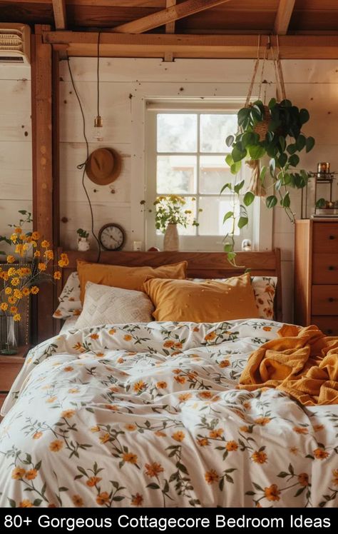 These cottagecore bedroom ideas encompass a cozy and rustic aesthetic, featuring floral patterns, vintage decor, and natural elements. Aesthetic Room Ideas Cottagecore, Simple Guest Room Ideas Cozy, Cottagecore House Decor Ideas, Cottagecore Farmhouse Bedroom, Cottage Core Kids Room, How To Make A Room Cozy, Cottage Room Aesthetic, Bedroom Ideas Floral, Whimsy Bedroom