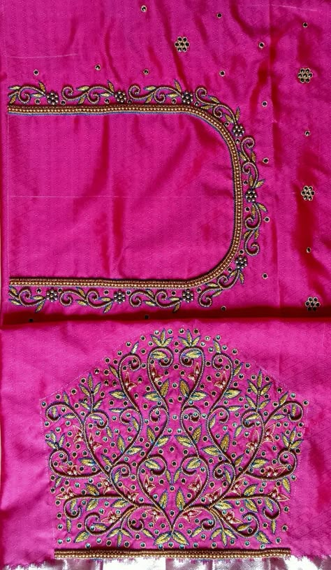 Flower Kodi Design Aari Work, Aari Work Neck Design Drawing, Aari Kodi Design Blouse, Kodi Design Aari Work, Kodi Design, Magam Work Designs, Aari Blouse Design, Pink Blouse Designs, Magam Work