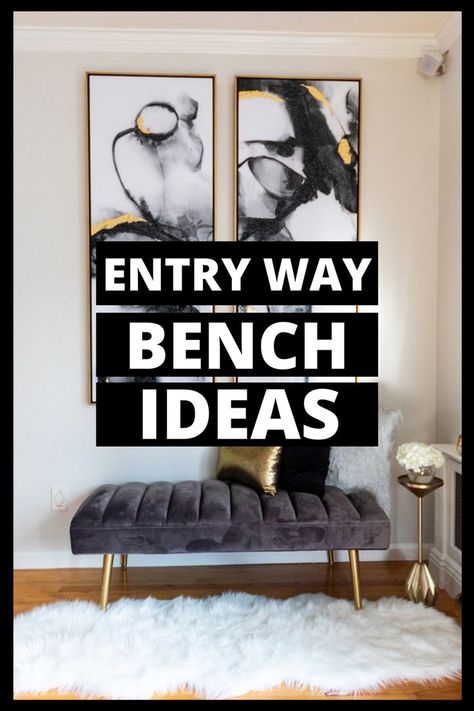 entryway bench Bench And Side Table Entryway, Entrance Hall Seating Ideas, Entrance Hall Ideas With Bench, Modern Entryway With Bench, Foyer With Bench And Mirror, Front Entrance Seating Ideas, Entry Bench Decor Entryway Modern, Hallway Seating Ideas Entrance, Hallway Bench Decorating Ideas