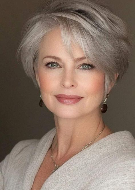 Hair Styles For Gray Hair Over 50 Short, Short Hairstyle Older Woman, Longer Pixie Haircut Older Women, Short Silver Hair, Hair Mistakes, Short Grey Hair, Hair Cuts For Women, Sassy Hair, Short Layered