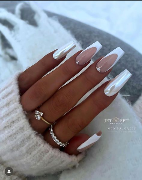 White Acrylic Nails, Her Nails, Acrylic Nails Coffin Short, Pink Acrylic Nails, Elegant Nails, Fancy Nails, Dope Nails, Best Acrylic Nails, Long Acrylic Nails