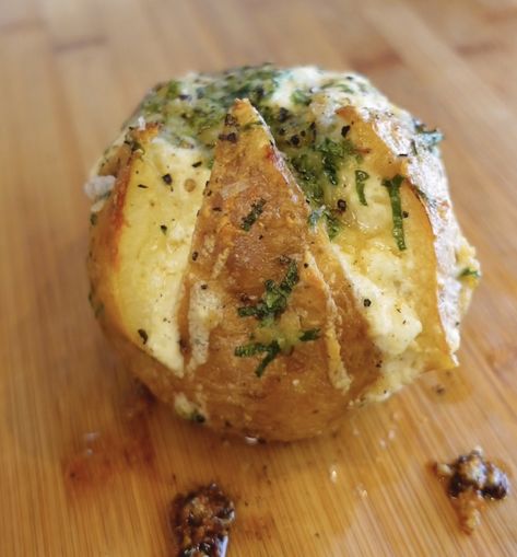 Garlic Stuffed Jacket Potato - Poppy Cooks Jacket Potato Fillings, Garlic Baked Potatoes, Jacket Potatoes, Stuffed Baked Potatoes, One Potato, Jacket Potato, Baked Potato Recipes, Potato Recipes Side Dishes, Recipes Side Dishes