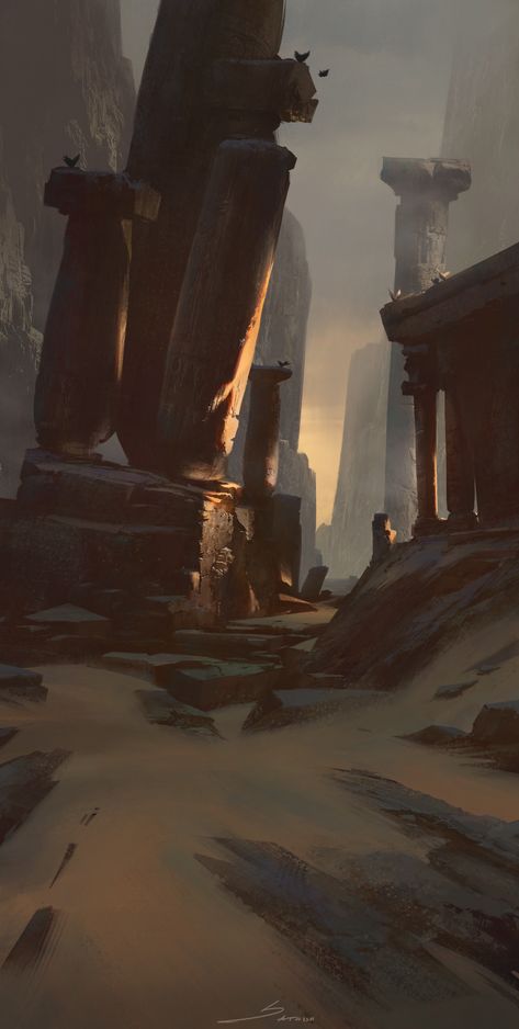 ArtStation - Environment Design _ Ruins, sathish kumar Academy Concept Art, Landscape Concept, 다크 판타지, Fantasy Places, Fantasy Setting, Matte Painting, Fantasy Art Landscapes, Fantasy Concept Art, Fantasy Aesthetic