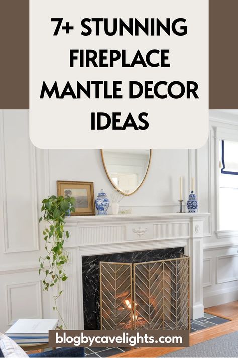 7 fireplace mantle decor ideas Decorating A Mantle Ideas, Vintage Fireplace Mantle Decor, Everyday Mantel Decorating Ideas, Year Round Mantle Decor, Fireplace Mantle Decor Ideas, Vintage Fireplace Mantle, Wallpapered Bathroom, White Mantle Decor, Fireplace Mantel Decorating Ideas