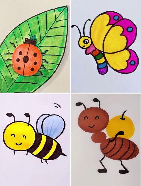 Incredibly Easy Drawing Ideas for Kids | Easy Drawing Ideas for Kids They Will Love | By Kidpid Drawing Nature Ideas Easy, Basic Drawing Ideas For Beginners, Drawing For Nursery Kids, Kindergarten Drawing Ideas, Drawing For Small Kids, Drawing Ideas Easy Kids, Drawing For Kids Easy Children, Children Drawing Ideas For Kids, Kids Pencil Drawing