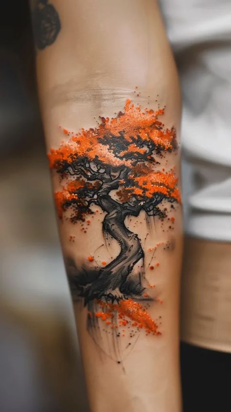 Meaning Of Japanese Maple Tree Tattoo | 100+ Japanese Maple Tree Designs Tree Tattoo Japanese, Tattoo Ideas For Men Cherry Blossoms, Tree Color Tattoo, Japanese Cherry Blossom Forearm Tattoo, Bonsai Tree Tattoo Men, Japanese Maple Tree Drawing, Ancient China Tattoo, Bonzi Trees Tattoo, Japanese Maple Tattoo