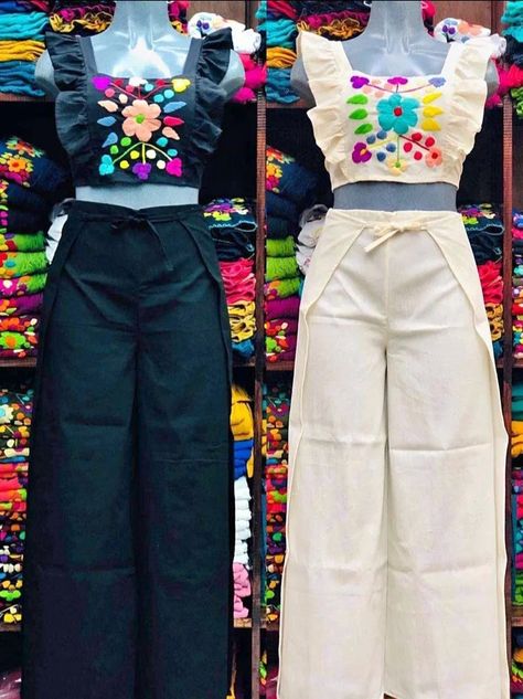 Mexican Outfits For Women, Mexican Clothing Style, Outfit Mexicano, Mexican Style Dresses, Mexican Embroidered Dress, Mexican Fashion, Fiesta Outfit, Mexican Outfit, Trendy Fashion Tops