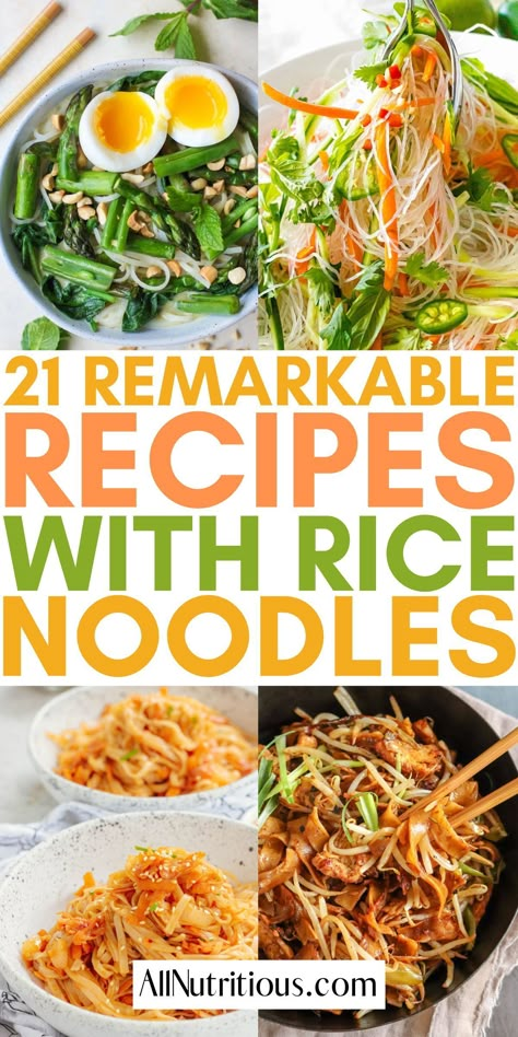 You can easily indulge in more delicious rice noodle recipes with ease when you make any of these flavorful rice noodle dishes. These super easy rice noodle recipes are perfect for the whole family to enjoy more easy recipes with rice noodles. Noodle Dish Recipes, Rice Noodle Recipes With Cabbage, Broth For Rice Noodles, Meal Prep Rice Noodles, What To Do With Leftover Rice Noodles, Recipes With Pho Noodles, Easy Dinner Recipes Rice Noodles, Vermicelli Ramen Recipes, Rice Noodle Recipes Low Calorie