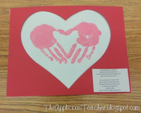 . Holiday Crafts Kindergarten, Holiday Crafts Preschool, Valentines Day Poems, February Activities, Easy Valentine Crafts, February Valentines, Preschool Valentines, Hand Prints, Valentine Crafts For Kids