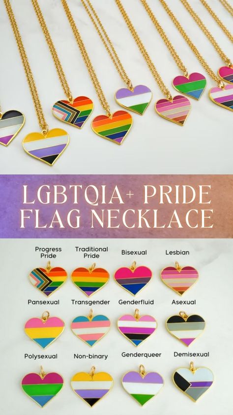 Honor our authenticity (or that of a loved one) by celebrating Gay Pride Month with one of our heart charm LGBTQIA+ rainbow pride flag necklaces (or make it a keychain!).  Choose from 12 Pride Flags heart charms..  Shown in photo are some of the necklaces in the upper photo and lower photo shows al 12 Pride Flag heart charms. Pride Month Jewelry, Pride Crafts To Sell, Pride Jewelry Diy, Vender Booth, Pride Crafts, Gay Jewelry, Pride Bracelets, Homemade Necklace, Jewelry Homemade