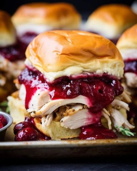 Ina Garten Recipes 🍰🍟🍕🍿 | Made these Thanksgiving Sliders last year and they were a total hit | Facebook Thanksgiving Sliders, Casserole Kitchen, Turkey Cranberry, Traditional Thanksgiving Menu, Ina Garten Recipes, Deli Turkey, Slider Buns, Mini Sandwiches, Hawaiian Rolls