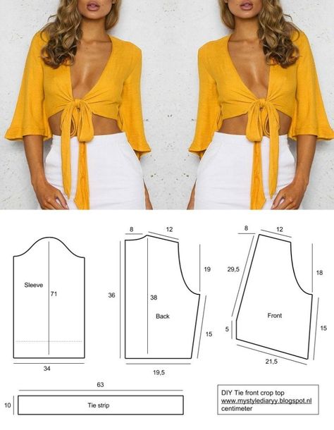 Crop Top Sewing Pattern Fashion And Diy Blog Diy Sewing Clothes Pinterest Diy Fashion - figswoodfiredbistro.com Pola Top, Tank Top Sewing Pattern, Crop Top Sewing Pattern, Patterned Crop Top, Diy Tops, Diy Vetement, Top Sewing, Costura Diy, Sew Ins