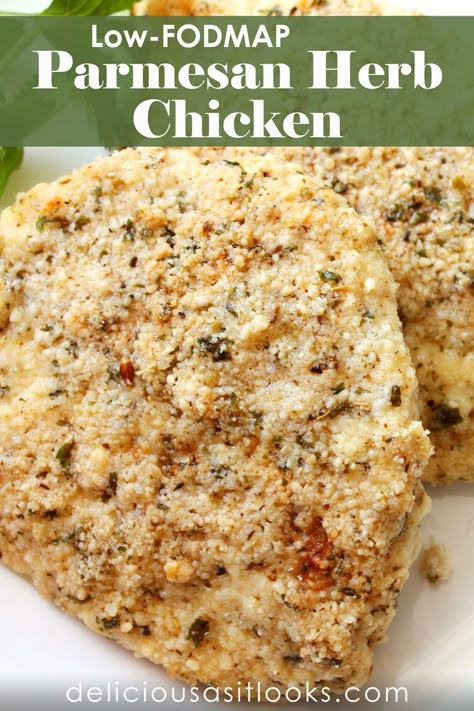 Low FODMAP Parmesan Herb Chicken Low Food Map Diet, Low Fodmap Chicken Recipes, Food Map Diet, Fodmap Chicken Recipes, Low Food Map, Low Residue Diet, Fodmap Chicken, Fodmap Lunch, Low Fodmap Meals