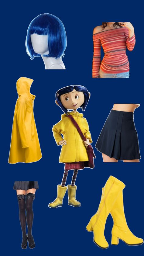 Giant Halloween Decorations, Caroline Costume, Mia Wallace Costume, Halloween Coraline, Coraline Halloween Costume, Coraline Cosplay, Halloween Constumes, Coraline Halloween, Coraline Costume