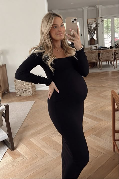 Soft Lounge Long Sleeve Dress curated on LTK Prego Outfits Fall, Long Baby Shower Dress, Black Long Sleeve Maternity Dress, Holiday Outfit Pregnant, Sweater Dress Pregnant, Nye Pregnant Outfit, Maternity Wedding Guest Outfit Winter, Maternity Dresses For Wedding Guest Winter, Pregnant Formal Outfit