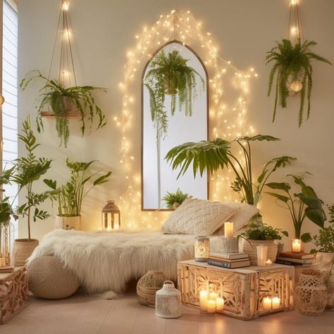 Healing Interior Design, Boho Zen Room, Boho Meditation Space, Wellness Room At Home, Accent Walls Wallpaper, Reiki Space, Bathroom Tile Design Ideas, Minimalist Room Decor, Spiritual Room