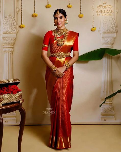 Diadem’s red pure silk saree with golden zari is a timeless classic!

Visit Diadem at Nungambakkam now to make this pure kanchipuram silk saree yours.

For enquiries,
📞 Call/ WhatsApp - +91 91500 74439

Stylist: @neelam_stylist
Makeup: @shaash.makeup
Photographer: @suntimjain

#silksarees #kanchipuramsaree #silksarees #saree #diadem #shopnow #sareelove
#sareecollection #redsaree #redsilksaree Kanchipuram Silk Saree Wedding Red, Bridal Saree Collection Wedding Ideas, Kanchipuram Silk Saree Wedding Brides Indian Bridal, Red Tissue Saree, Red Kanjivaram Saree Silk Bridal, Red Kanchipuram Saree Bride, Red Silk Saree Kanchipuram, Red Kanjivaram Saree Silk, Kanjeevaram Sarees Silk