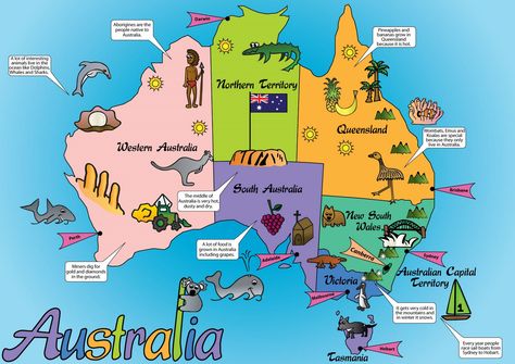 Nic's Design Blog: Australia Map Australia For Kids, Australian Maps, Christmas In Australia, Australian Capital Territory, Maps For Kids, Australia Home, Kids Around The World, Australia Map, Printable Maps