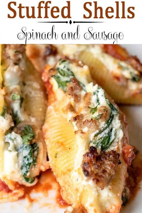 Stuffed Shells With Spinach, Recipe Ricotta, Sausage Stuffed Shells, Easy Stuffed Shells, Ricotta Spinach, Spinach Stuffed Shells, Stuffed Shells Ricotta, Sausage Spinach, Shells Recipe