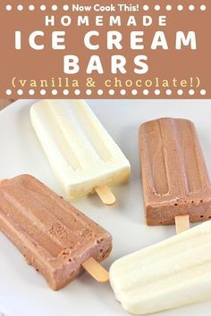 These easy Vanilla and Chocolate Homemade Ice Cream Bars are the perfect summertime treat. They're cold, super creamy, and absolutely delicious! All you need is five simple ingredients and about five minutes to mix everything together - then let your freezer do the rest. Get the recipe and give them a try! #homemadeicecreambars #icecreambars #icecream #summerdessert Homemade Ice Cream Bars, Chocolate Homemade, Ice Cream Bars, Homemade Vanilla Ice Cream, Ice Cream Pops, Homemade Popsicles, Homemade Ice Cream Recipes, Lost 100 Pounds, Ice Lolly