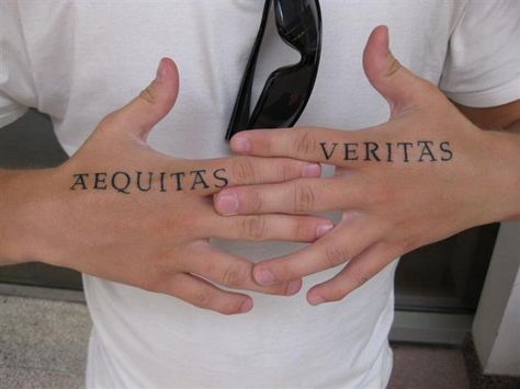 I want these down my right side Veritas Tattoo, Boondock Saints Tattoo, Veritas Aequitas, Hand Tattoo Images, Saint Tattoo, The Boondock Saints, Justice Tattoo, Middle Finger Tattoos, Butterfly Hand Tattoo