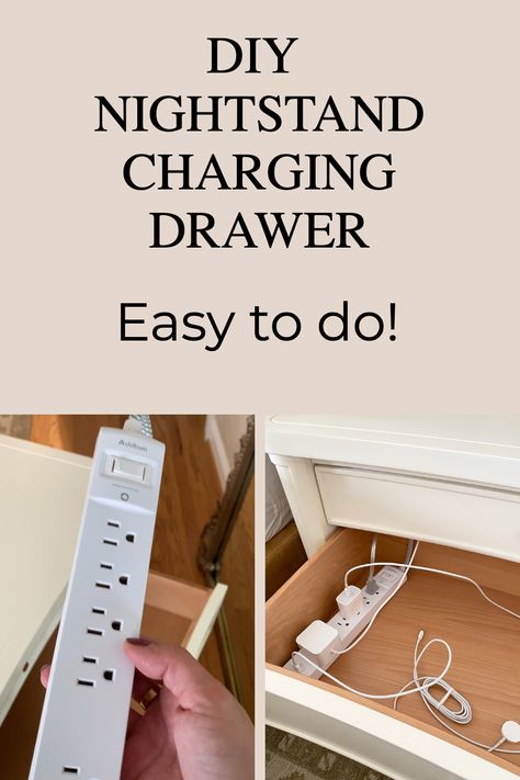 Charging Drawer, Nightstand Alternative, Nightstand Charging, Diy Charging Station, Drawer Organization Ideas, Diy Bedside Table, Nightstand Charging Station, End Table Ideas, Ikea Dresser Makeover