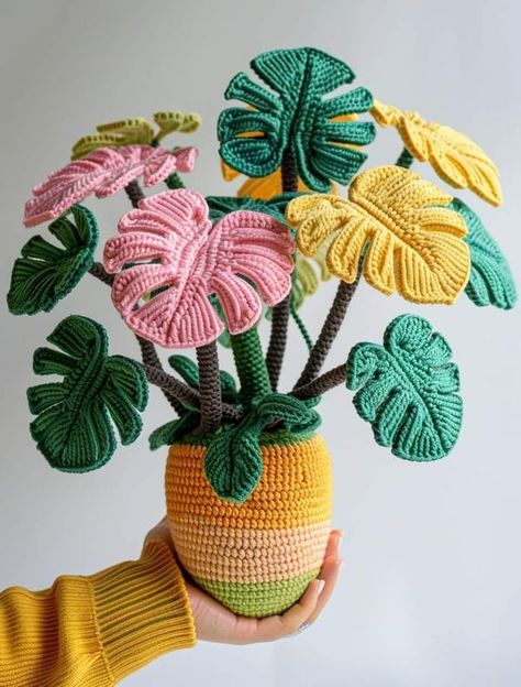 Crochet Amigurumi Bear, Plantas A Crochet, Crochet Plants, Crochet Garden, Crochet Leaf, شال كروشيه, Crochet Hack, Amigurumi Bear, Crocheting Projects