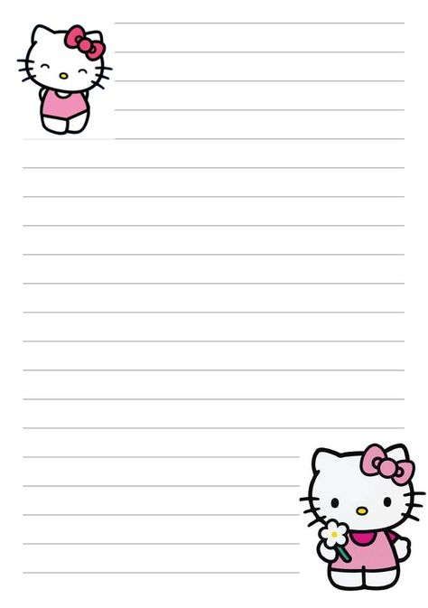 cartão hello kitty <3 freestickers Hello Kitty Writing Paper, Hello Kitty Notes, Hello Kitty Book, Hello Kitty School, Hello Kitty Colouring Pages, Hello Kitty Printables, Planning Routine, Aesthetic Planner, Writing Paper Printable Stationery